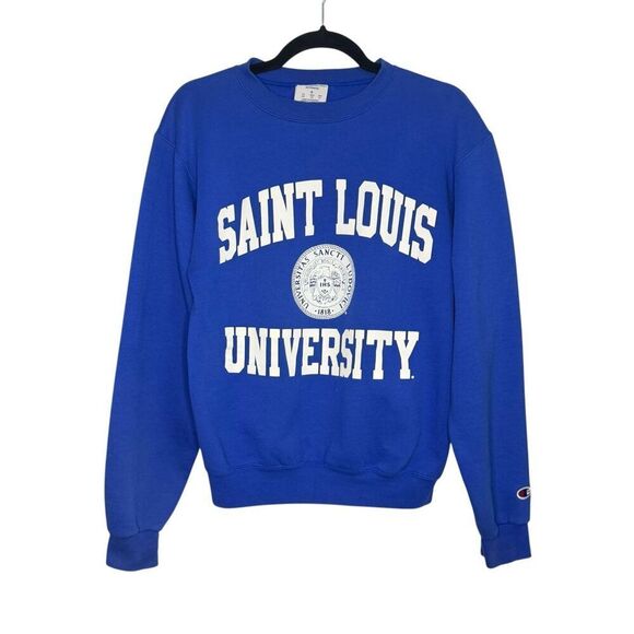 Champion Eco Unisex Small St. Louis University Crew Neck Sweater Blue - Picture 1 of 6